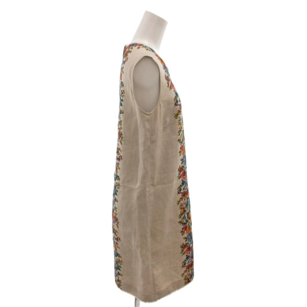 Dolce & Gabbana Linen Dress Floral Pattern Back Button Knee Length Sleeveless — view 3