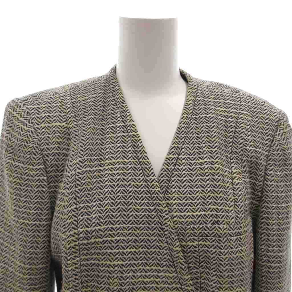 Celine Vintage Collarless Jacket Blazer All Over Pattern Double 38 White — view 4