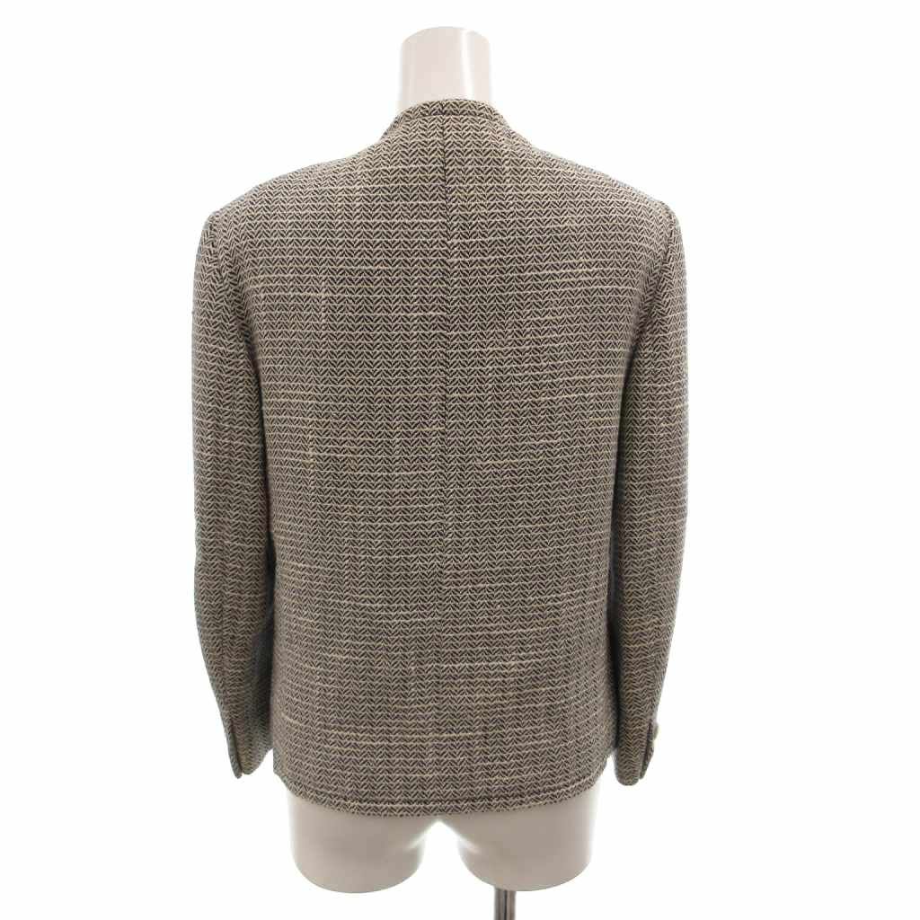 Celine Vintage Collarless Jacket Blazer All Over Pattern Double 38 White — view 2
