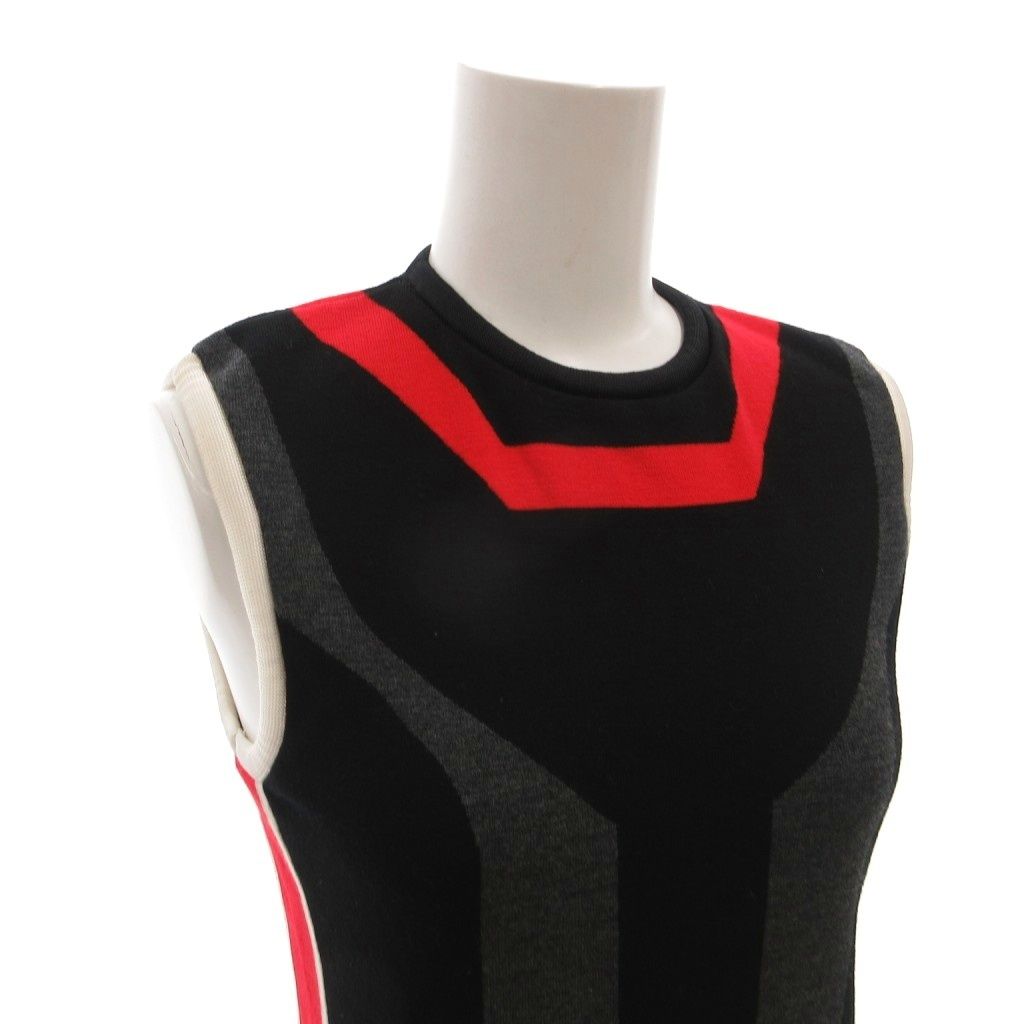 Louis Vuitton Knit Dress Sleeveless Silk Blend Knee Length S Black — view 4