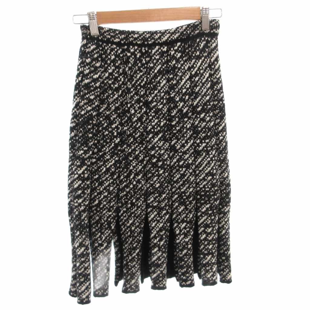 Dior Tight Skirt Knit Easy Elastic Waist Wool Knee Length 40 Black — view 2
