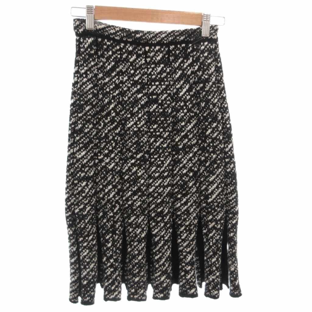 Dior Tight Skirt Knit Easy Elastic Waist Wool Knee Length 40 Black