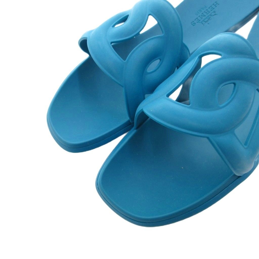 Hermes Aloha Chaine D'ancre Rubber Sandals Flat 36 Blue — view 3