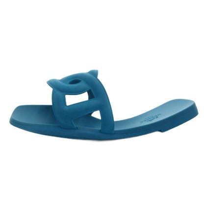 Hermes Aloha Chaine D'ancre Rubber Sandals Flat 36 Blue — view 2