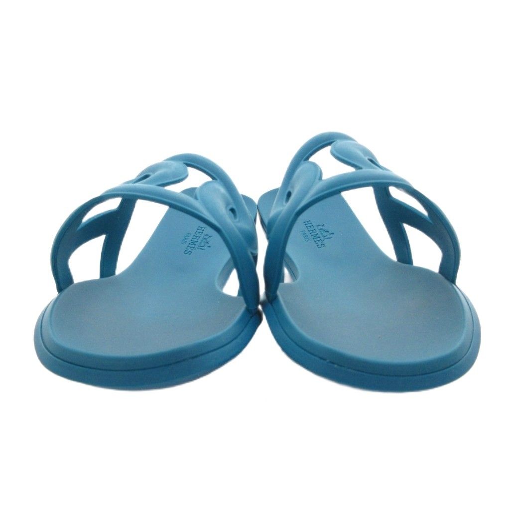 Hermes Aloha Chaine D'ancre Rubber Sandals Flat 36 Blue — view 4