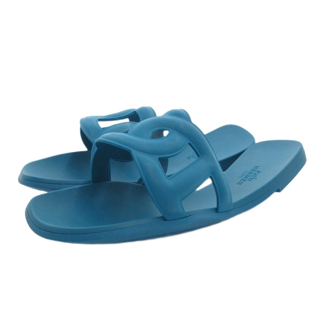 Hermes Aloha Chaine D'ancre Rubber Sandals Flat 36 Blue