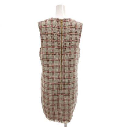 Gucci Tweed GG Pearl Dress Sleeveless Knee Length Check Cutoff White — view 2