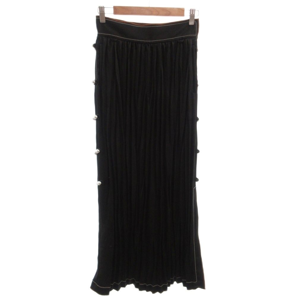 Loewe Pleated Skirt Visual Tight Long 36 Black