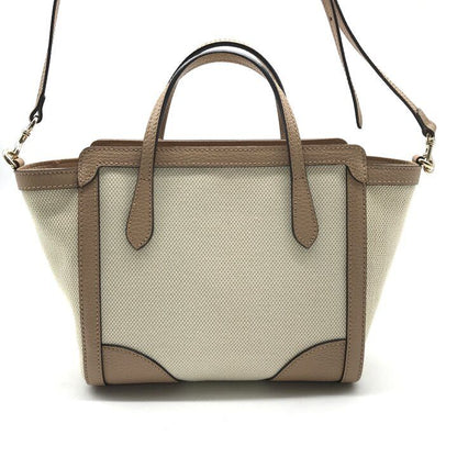 Gucci Swing Mini 2-Way Bag Leather Canvas Top Handle Beige — view 2