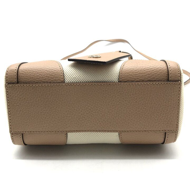 Gucci Swing Mini 2-Way Bag Leather Canvas Top Handle Beige — view 3