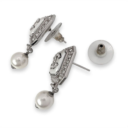 Chanel CC Logo Pearl Earrings — view 2