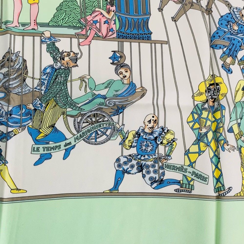 Hermes Carre 90 le Temps Des Marionnettes Marionette Time Silk Scarf — view 6