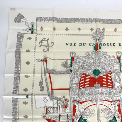 Hermes Carre 90 Vue du Carrosse de la Galere la Reale Queen's Coronation White — view 2