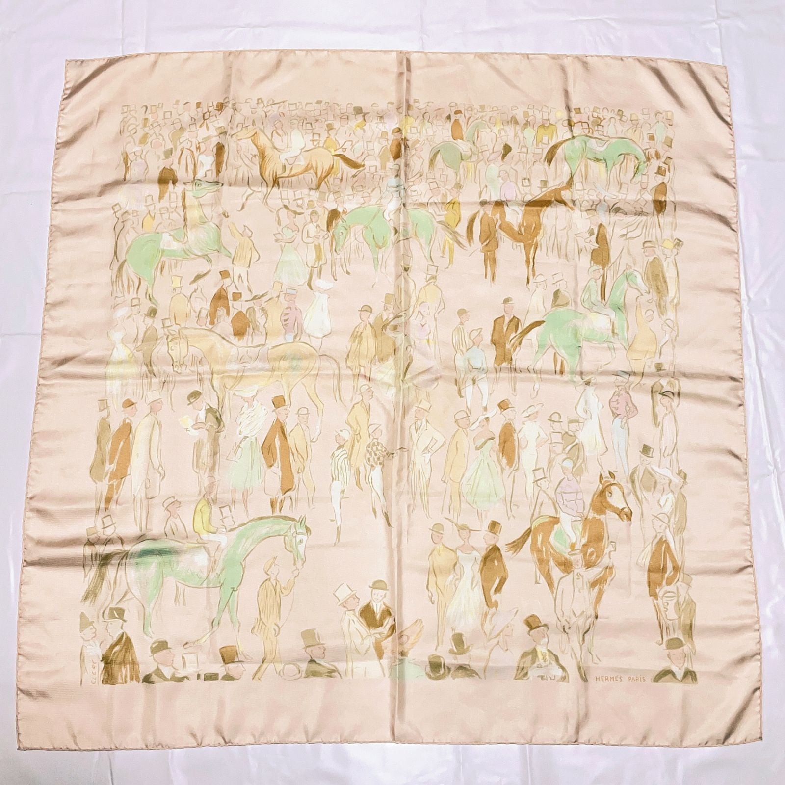 Hermes Carre 90 Paddock Pink Scarf Silk