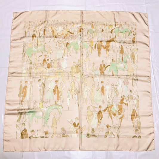 Hermes Carre 90 Paddock Pink Scarf Silk