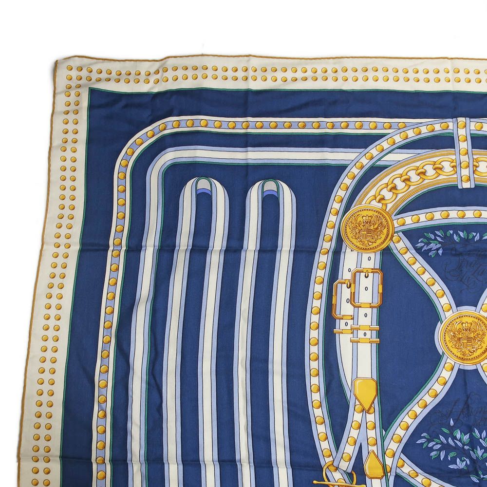 Hermes Carre 140 Grand Tralala Blue Shawl Scarf — view 3
