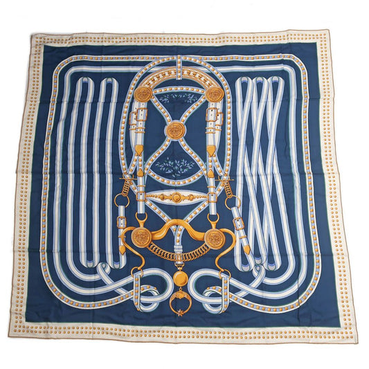Hermes Carre 140 Grand Tralala Blue Shawl Scarf
