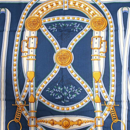 Hermes Carre 140 Grand Tralala Blue Shawl Scarf — view 9