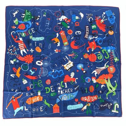 Hermes Carre 90 les Confessions White Blue Scarf Silk