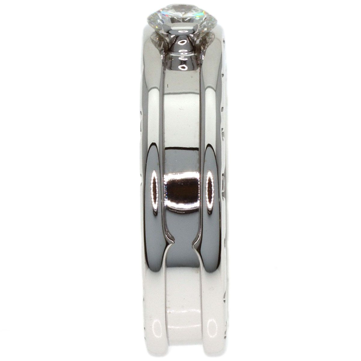 Bvlgari Band Solitaire Diamond 49 Ring 18k White Gold — view 3