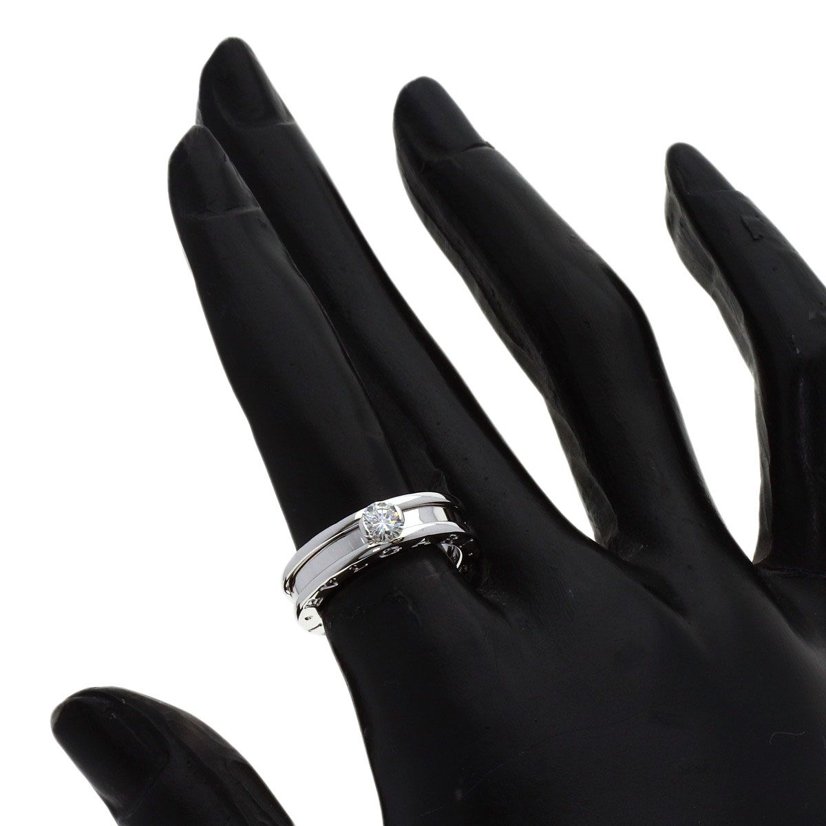 Bvlgari Band Solitaire Diamond 49 Ring 18k White Gold — view 8