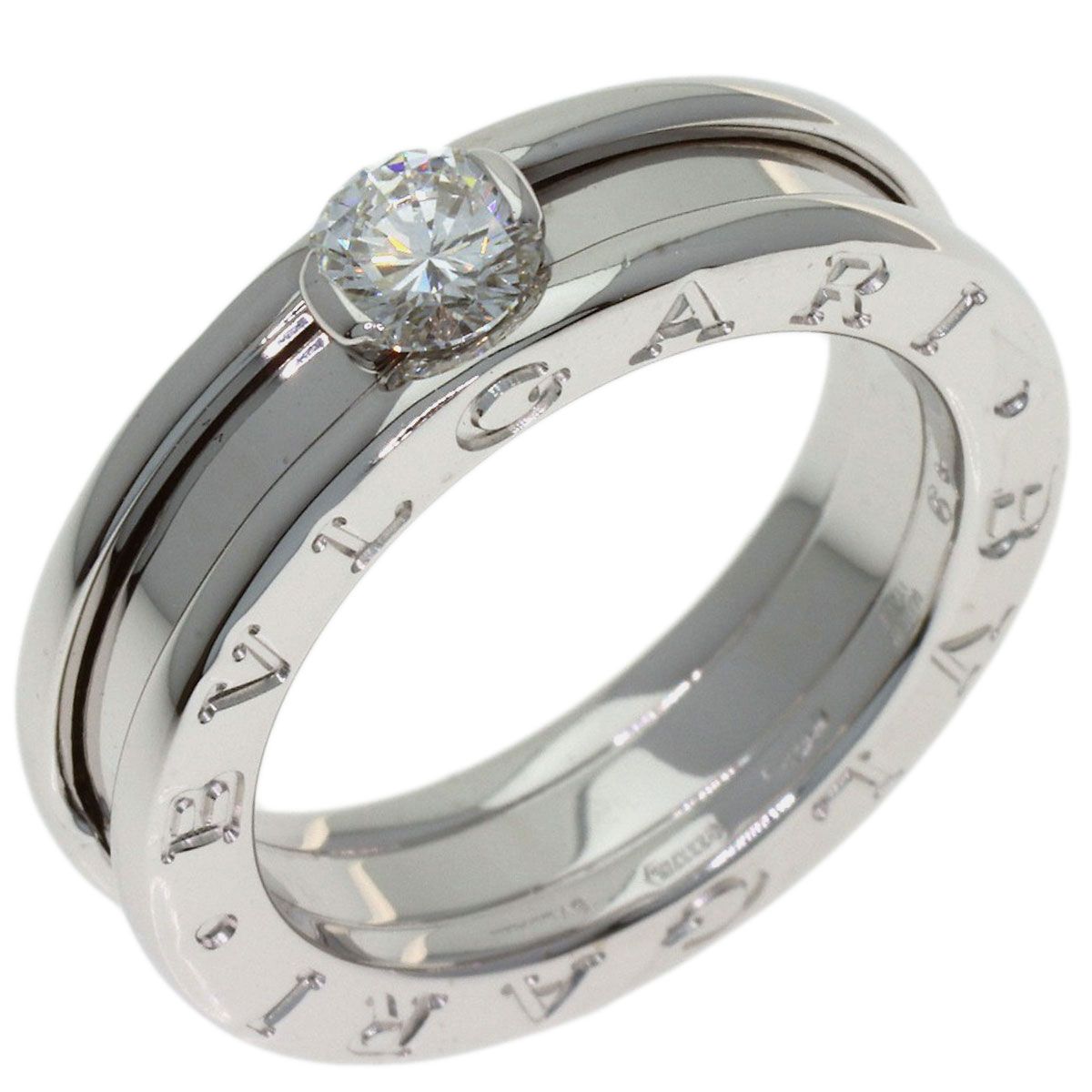Bvlgari Band Solitaire Diamond 49 Ring 18k White Gold — view 2