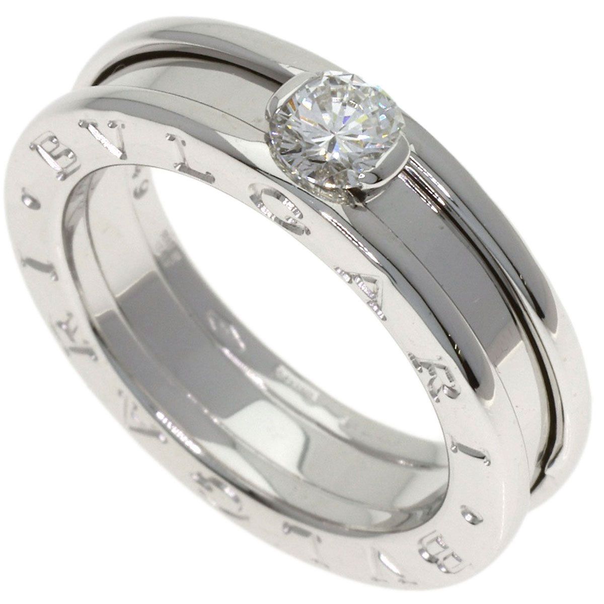 Bvlgari Band Solitaire Diamond 49 Ring 18k White Gold