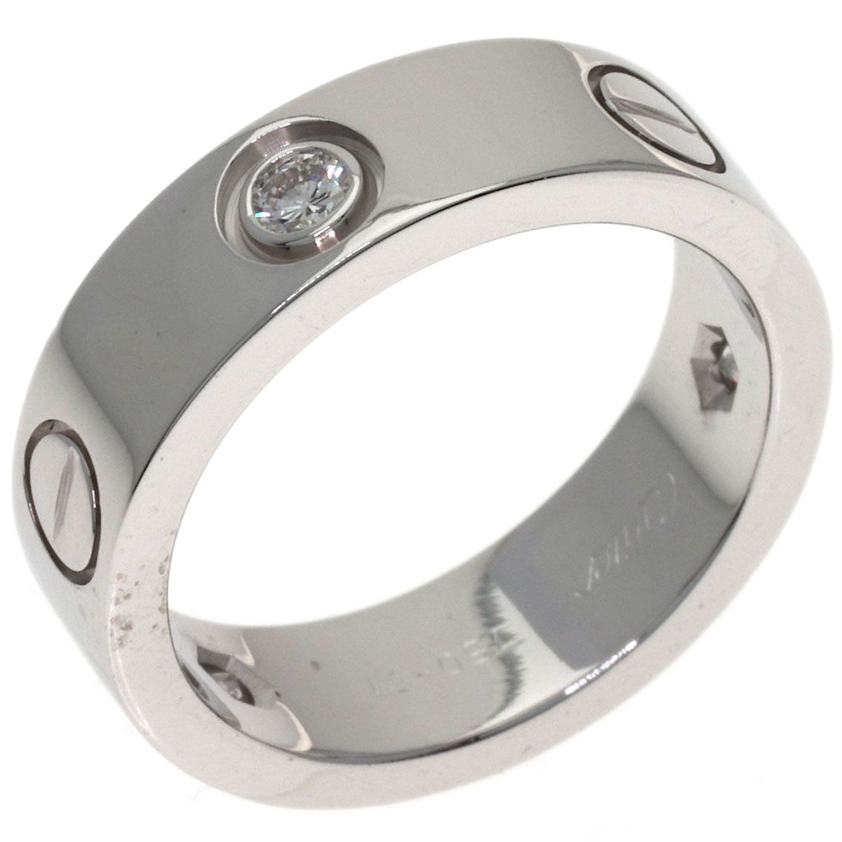 Cartier Love Ring Half Diamond 51 18k White Gold — view 2