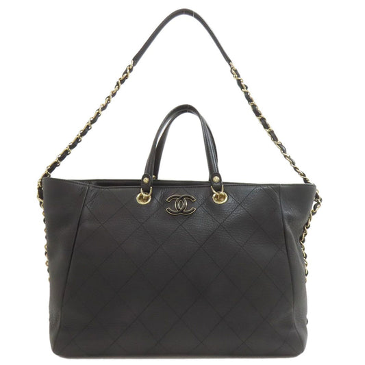 Chanel Quilted Gold 2-Way Tote Calf