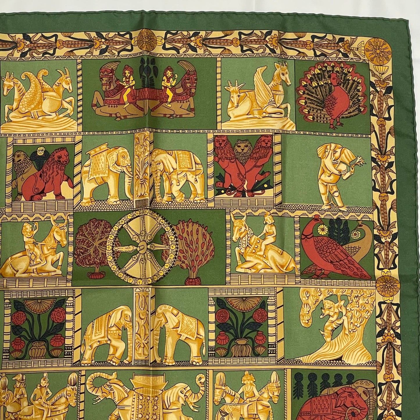 Hermes Tomon Torana Carre 40 Silk Green Scarf — view 3