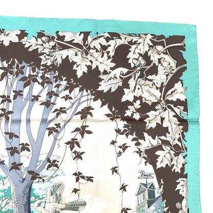 Hermes Rare Carre 90 New England Garden Green Scarf Silk 100% Tagged — view 4