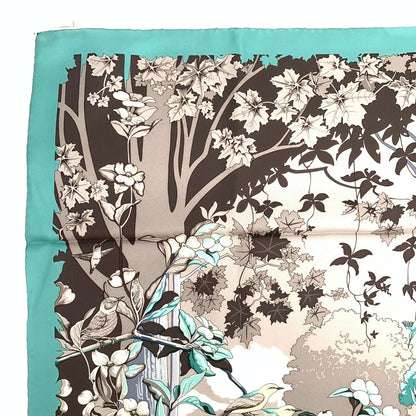 Hermes Rare Carre 90 New England Garden Green Scarf Silk 100% Tagged — view 3