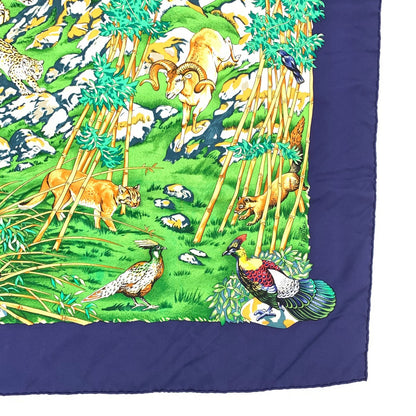 Hermes Carre 90 Sichlian Sichuan Sicilian Animals Scarf Silk 100% Navy — view 4