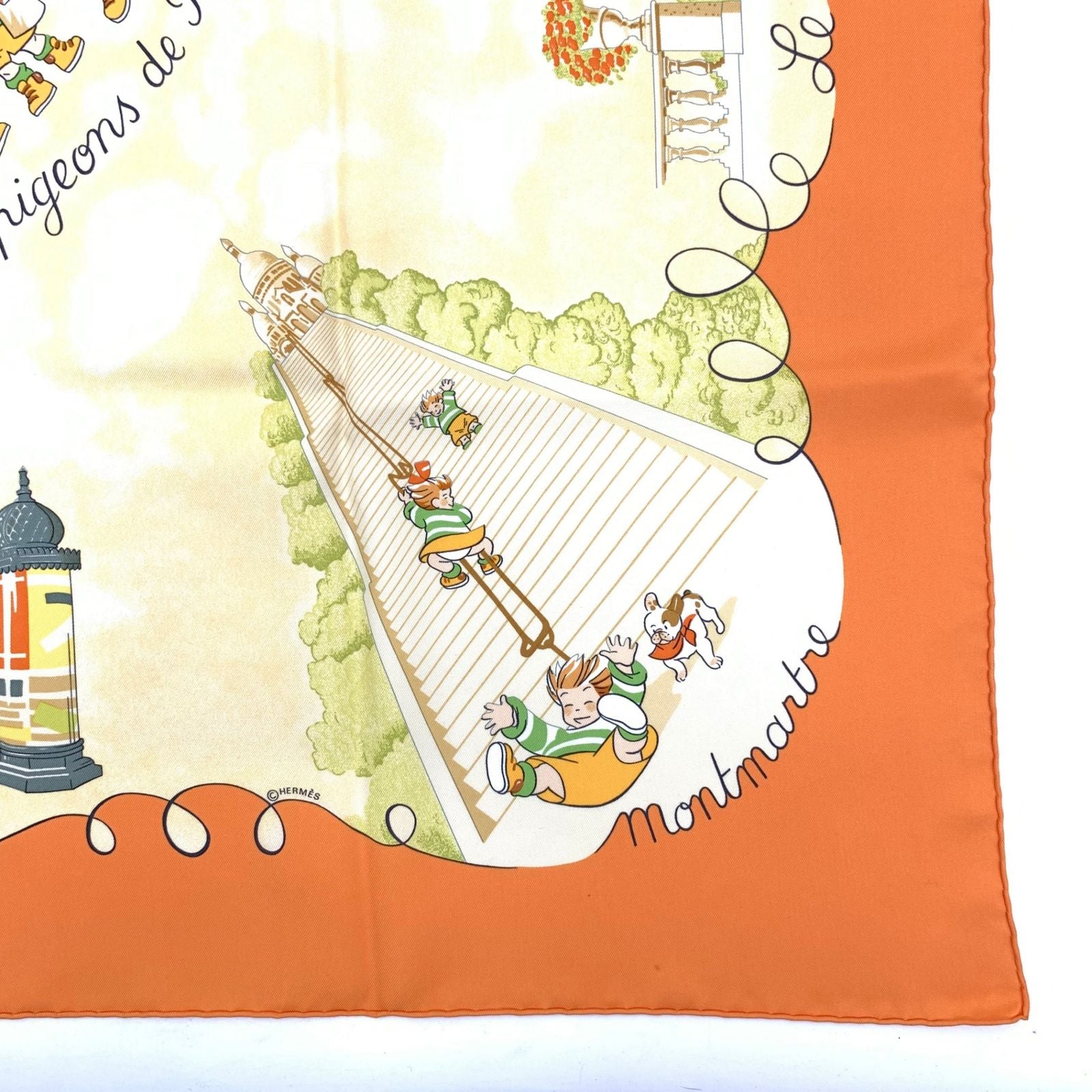 Hermes Carre 90 Silk Scarf les Triples de Paris Mischievous Triplets — view 5