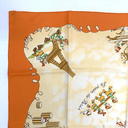 Hermes Carre 90 Silk Scarf les Triples de Paris Mischievous Triplets — view 3