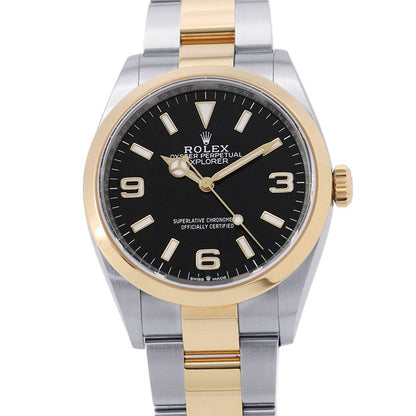 Rolex Explorer SS 18k Yellow Gold Roulette Watch Black Dial