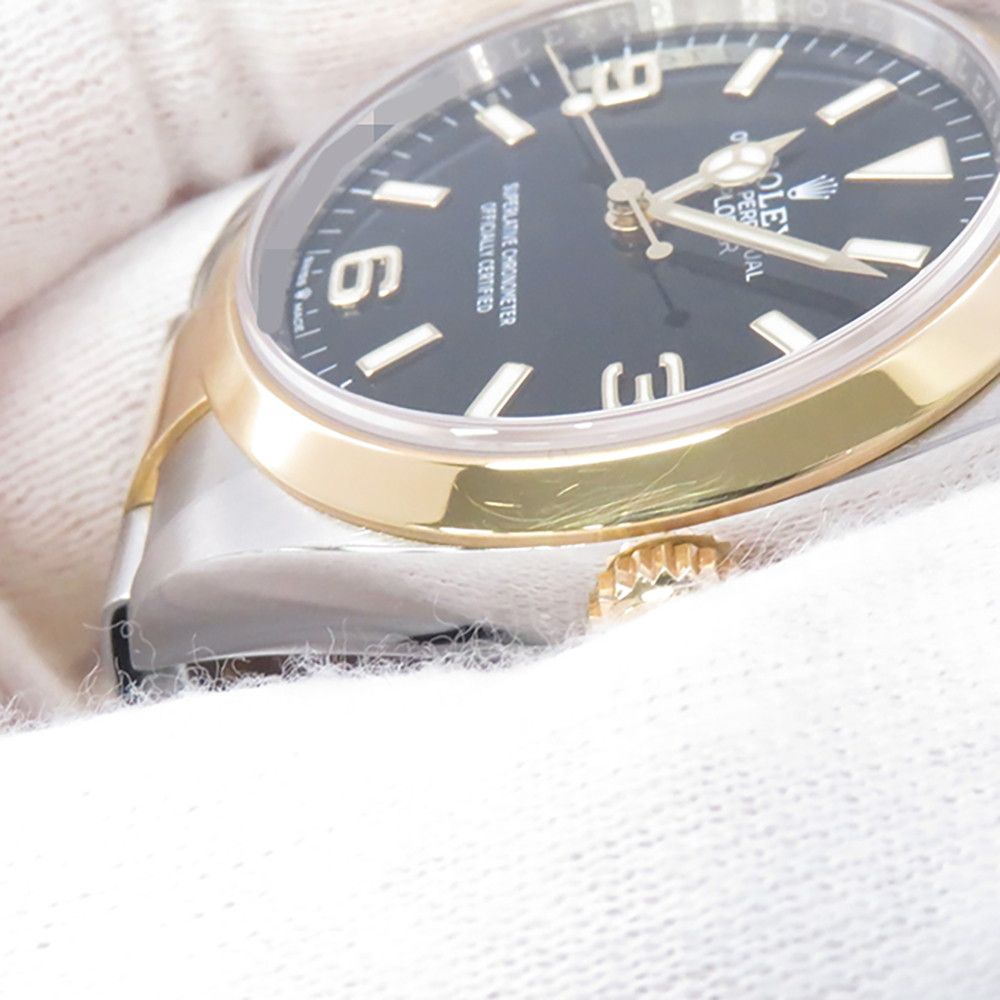Rolex Explorer SS 18k Yellow Gold Roulette Watch Black Dial — view 4