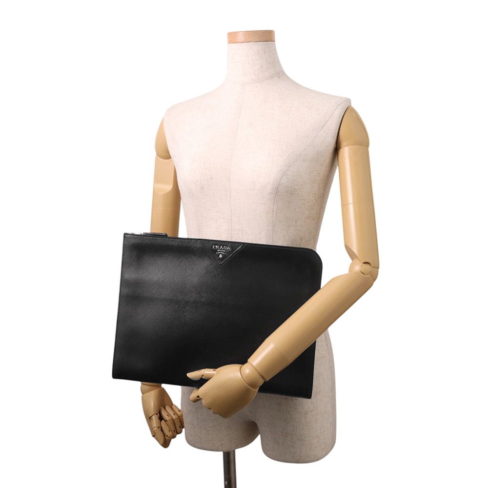 Prada Clutch Document Case Saffiano Leather Black — view 4