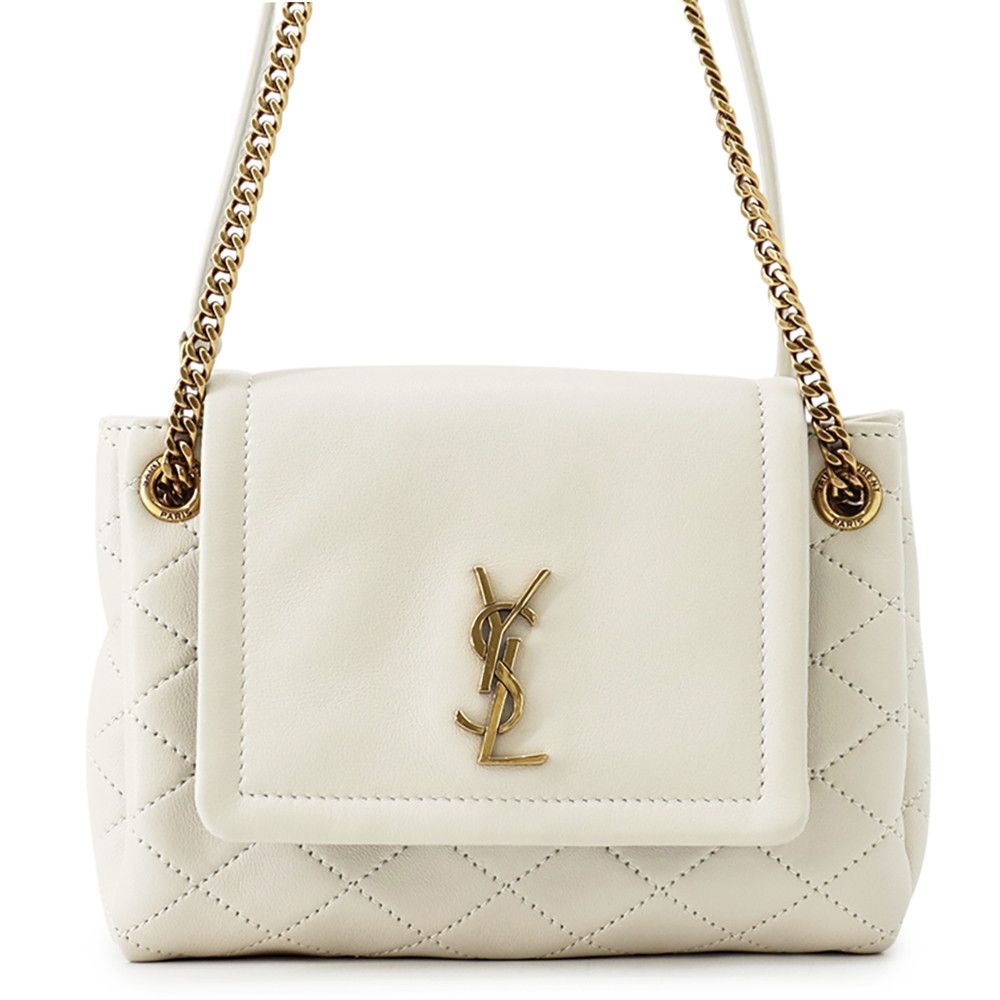 Saint Laurent Paris Chain Shoulder Bag Mini Nolita YSL White
