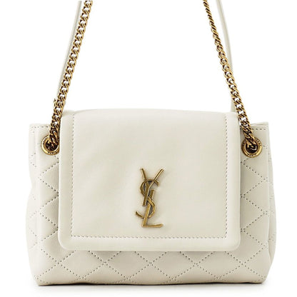 Saint Laurent Paris Chain Shoulder Bag Mini Nolita YSL White