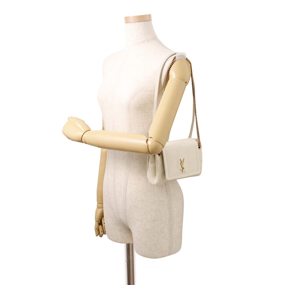 Saint Laurent Paris Chain Shoulder Bag Mini Nolita YSL White — view 4