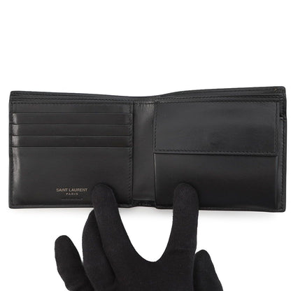 Saint Laurent Paris Bifold Wallet Cassandra with Coin Purse Leather Black — view 4