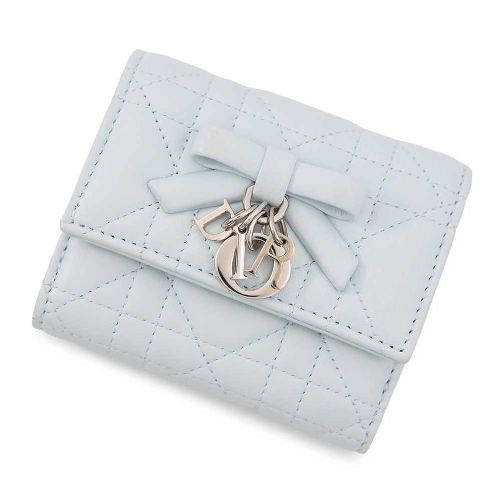 Dior Trifold Wallet Cannage My Hibiscus L Zip Lambskin