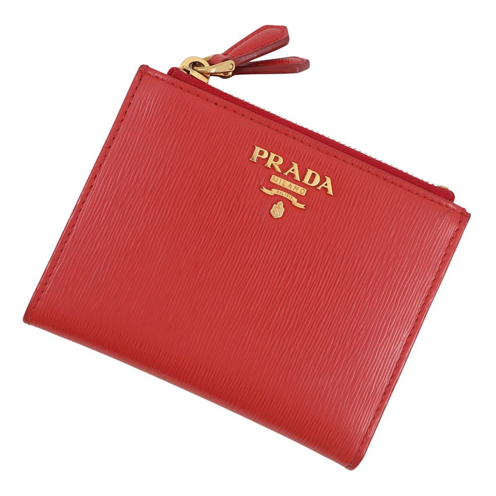 Prada Bifold Wallet Logo Compact Leather