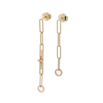 Hermes Earrings Kelly Chaine 18k Yellow Gold Asymmetric