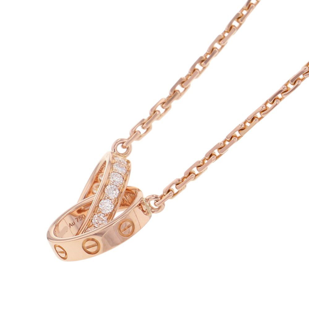 Cartier Necklace Love Semi Pave Diamond Total 18k Pink Gold Baby Pendant — view 2