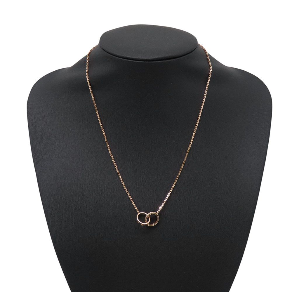 Cartier Necklace Love Semi Pave Diamond Total 18k Pink Gold Baby Pendant — view 4