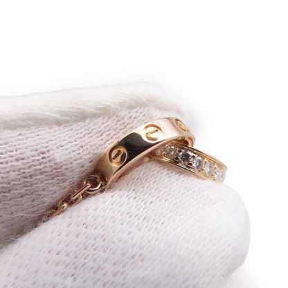 Cartier Necklace Love Semi Pave Diamond Total 18k Pink Gold Baby Pendant — view 6