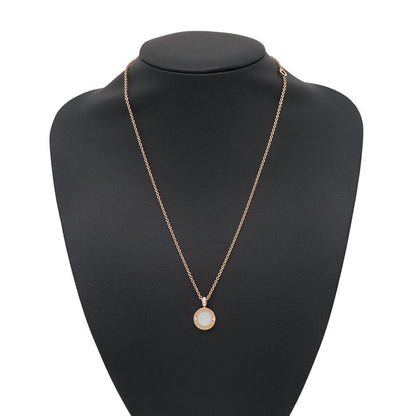 Bvlgari Necklace Mother of Pearl Onyx Diamond Total 18k Pink Gold Pendant — view 4