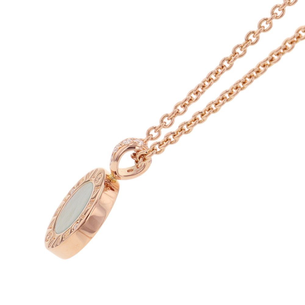 Bvlgari Necklace Mother of Pearl Onyx Diamond Total 18k Pink Gold Pendant — view 2